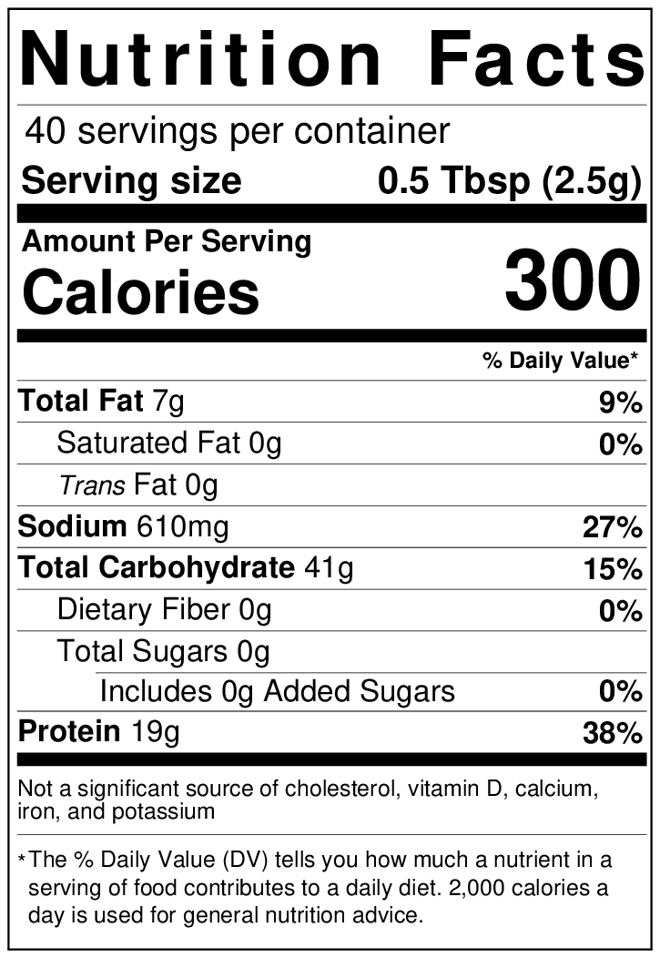 Indian Sambhar Masala Nutritional Value